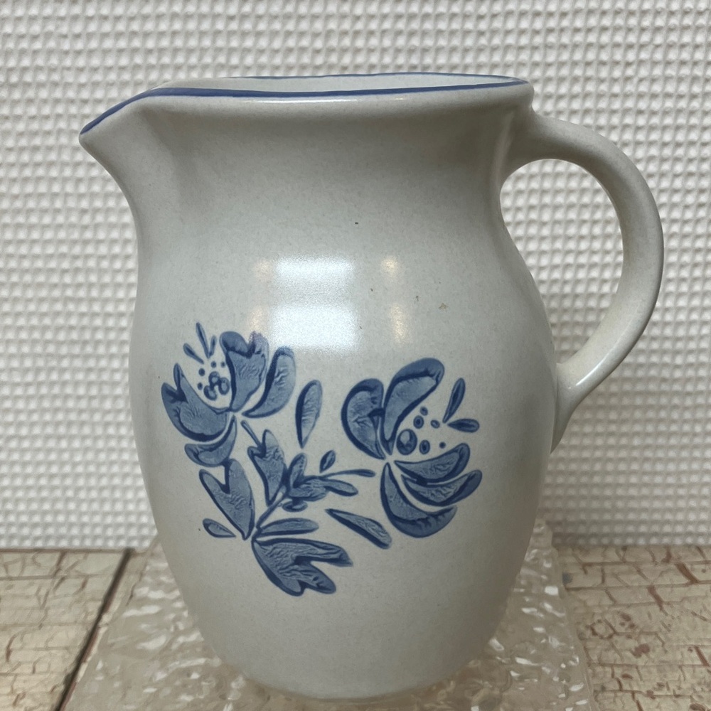 Pfaltzgraff Cream and Blue Ceramic Pitcher